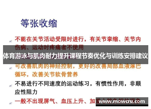 体育游泳与肌肉耐力提升课程节奏优化与训练安排建议